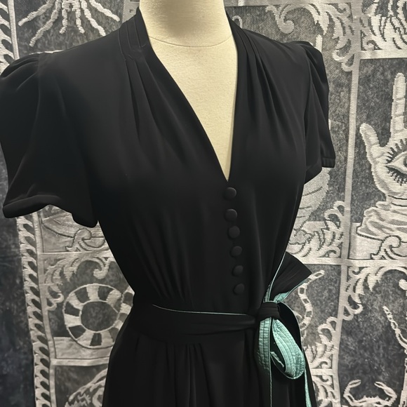 Vintage Betsey Johnson black blue retro pinup dress - Picture 3 of 9